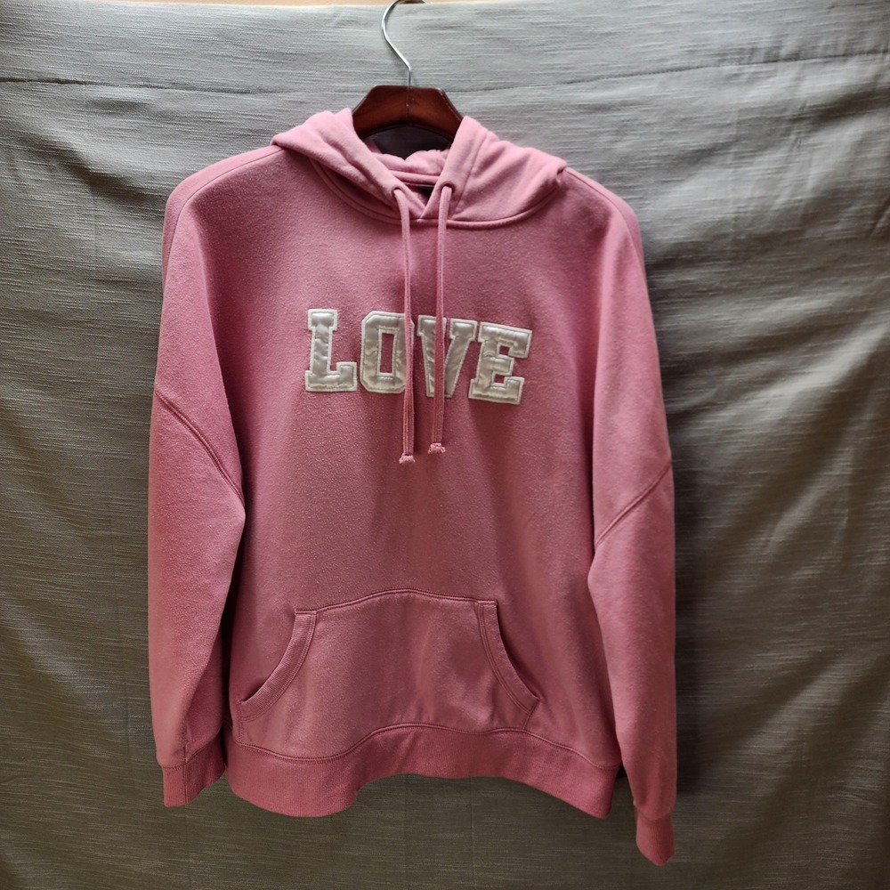 Torrid Pink Love Applique Fleece Hoodie Sweatshirt Size 00 Large XL
